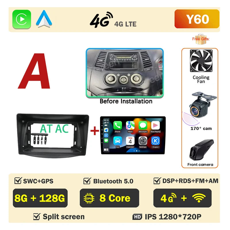 Android 16 Car Radio Player For Mitsubishi Grandis 1 2003 - 2011 Auto GPS Navigation Carplay Bluetooth DSP Wifi 5G NO 2din DVD