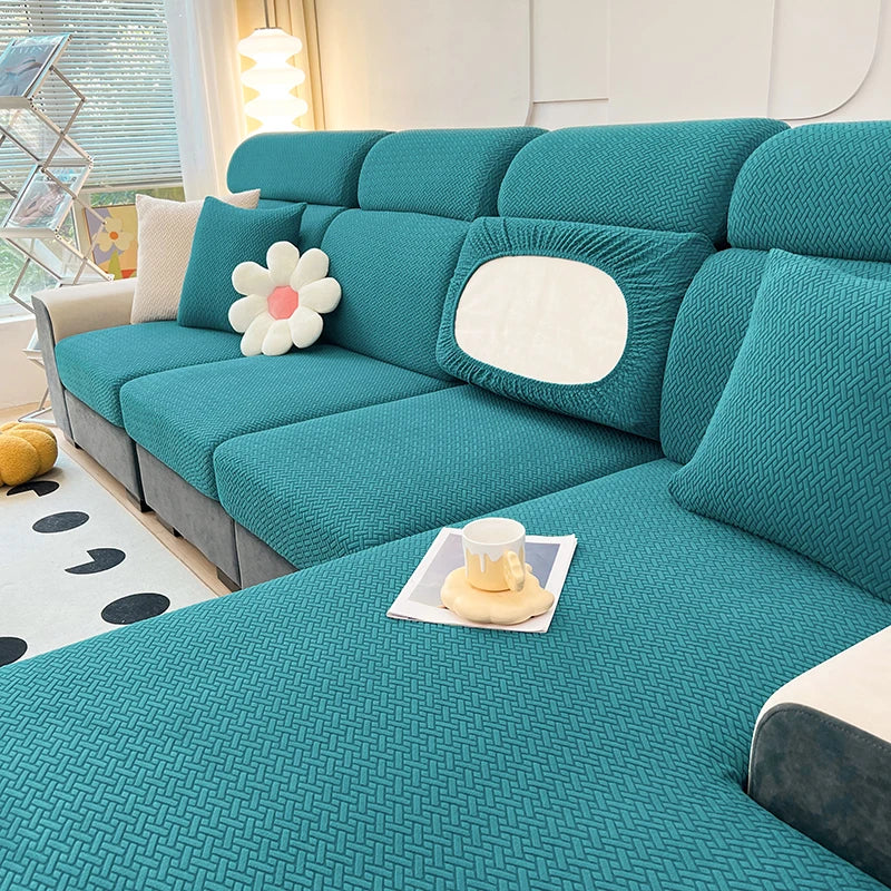 1pc Jacquard Sofa Slipcover Twill Pattern Elastic Sofa Covers Furniture Protector for Bedroom Office Living Room Home Decor