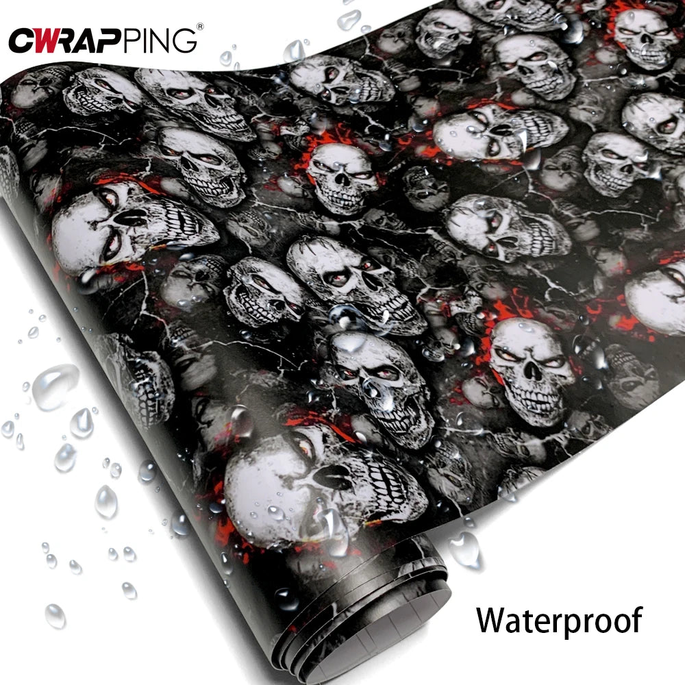 Skull Camo Car Wrap Vinyl — Motorcycle &amp; Auto Body Sticker Film