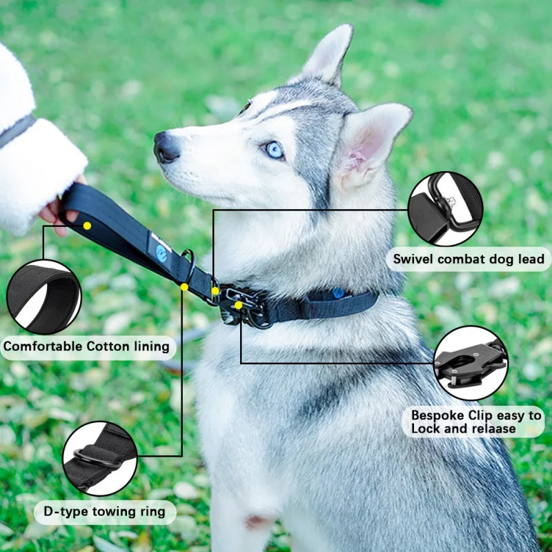 Short Nylon Dog Traffic Lead - Metal Buckle Leash for Large Dogs - photo 2