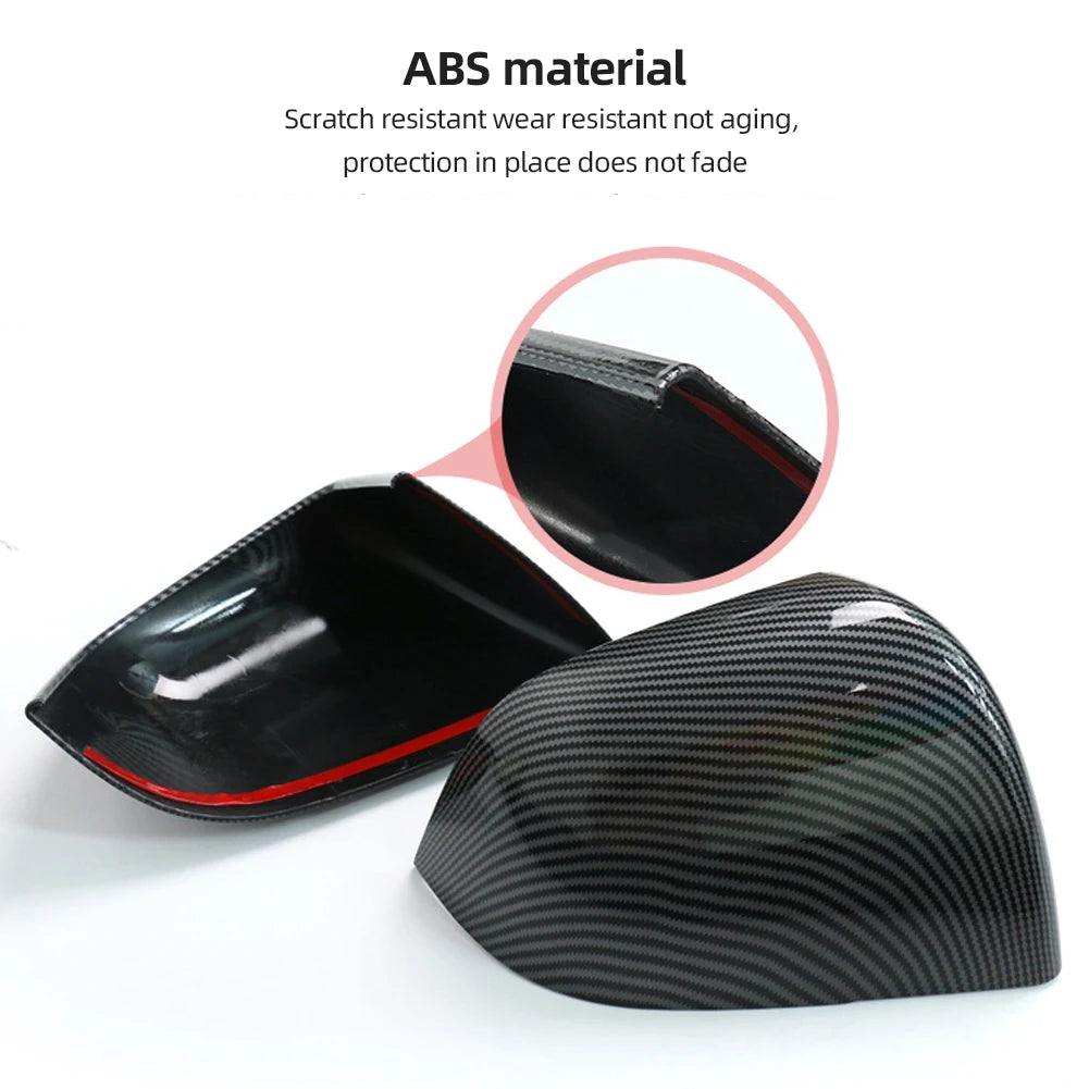2PCS Car ABS Paste Side Door Mirror Cover For Tesla Model 3 Model Y 2021-2023 Auto Exterior Accessories Sides Rearview Cover