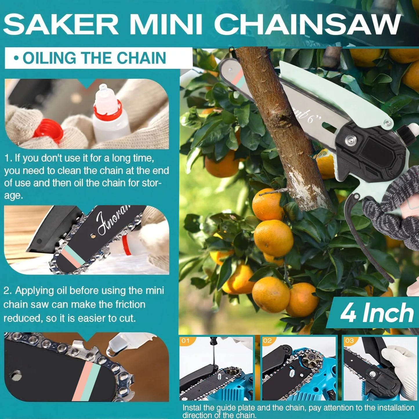 Mini Cordless Electric Chainsaw – 2 Batteries Included | Handheld Portable Saw for Tree & Wood Cutting