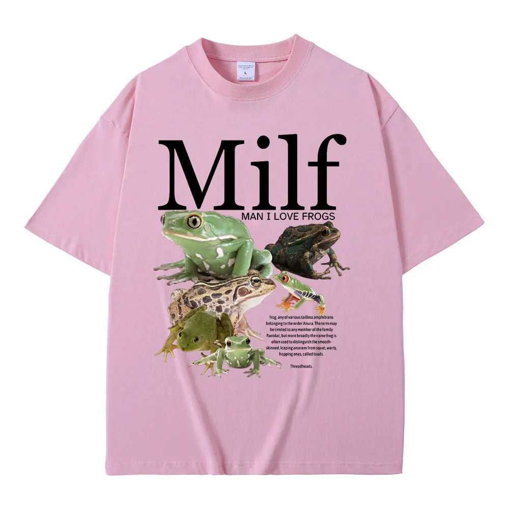 I Love Frogs Funny Frog Amphibian Lovers Meme T-shirts Casual Vintage Short Sleeve Harajuku Short Sleeve Casual