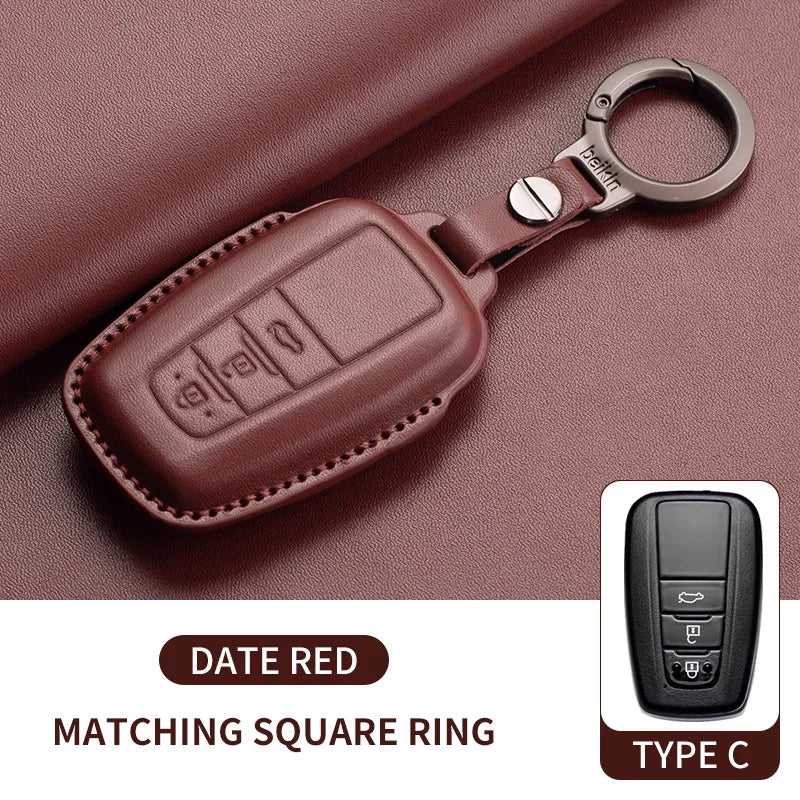 New Leather Car Remote Key Case Cover Shell For Toyota Prius Camry Corolla Avalon CHR RAV4 Land Cruiser Prado Keyless Key Fob