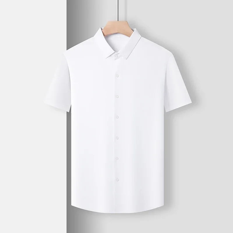 Men's Solid Short-Sleeve Shirt - Wrinkle-Free, All-Season Casual