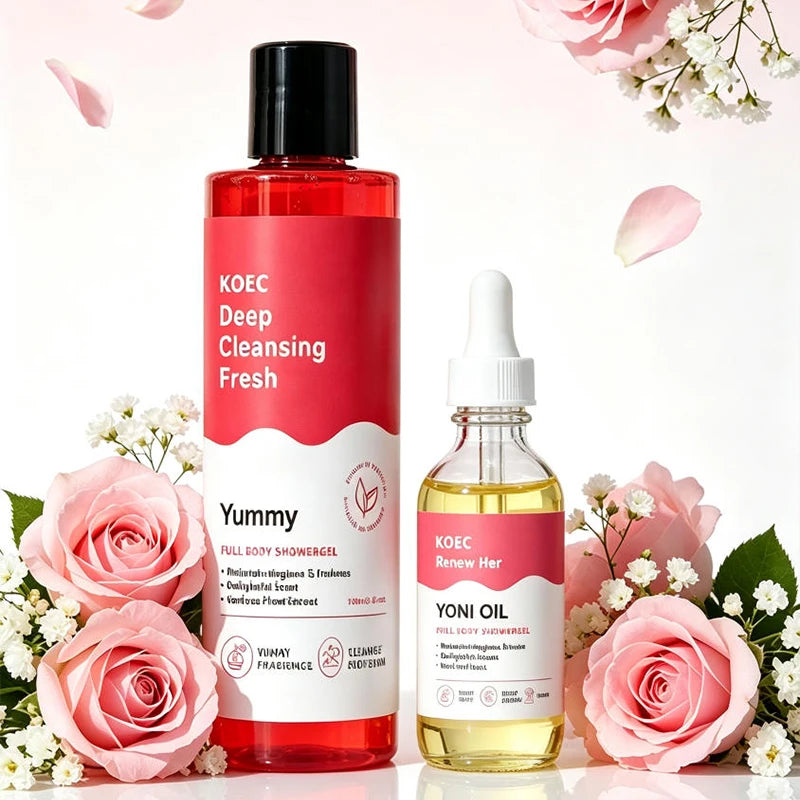 Gentle Cleansing Moisturizing Shower Gel Feminine Hygiene Skin Shower Set Long-lasting Floar Scent Shower Gel & Serum Oil