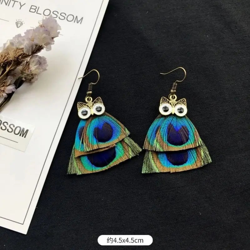 Unique Exaggerate Feather Earrings Creative Feathers Long Earrings Trendy Boho Big Earrings Jewelry Wholesale Custom Packaging