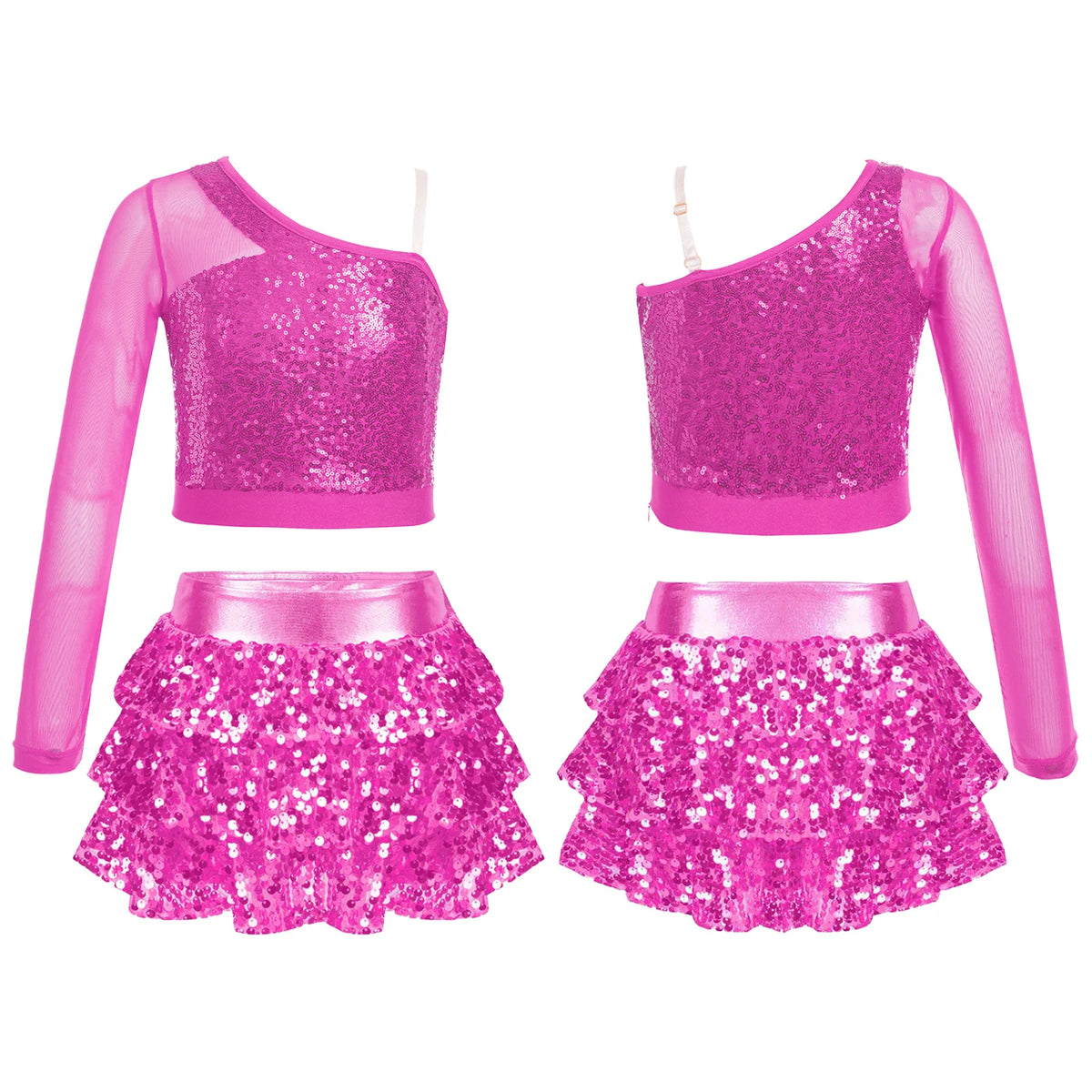 Girls sequin crop top and culotte Latin jazz set