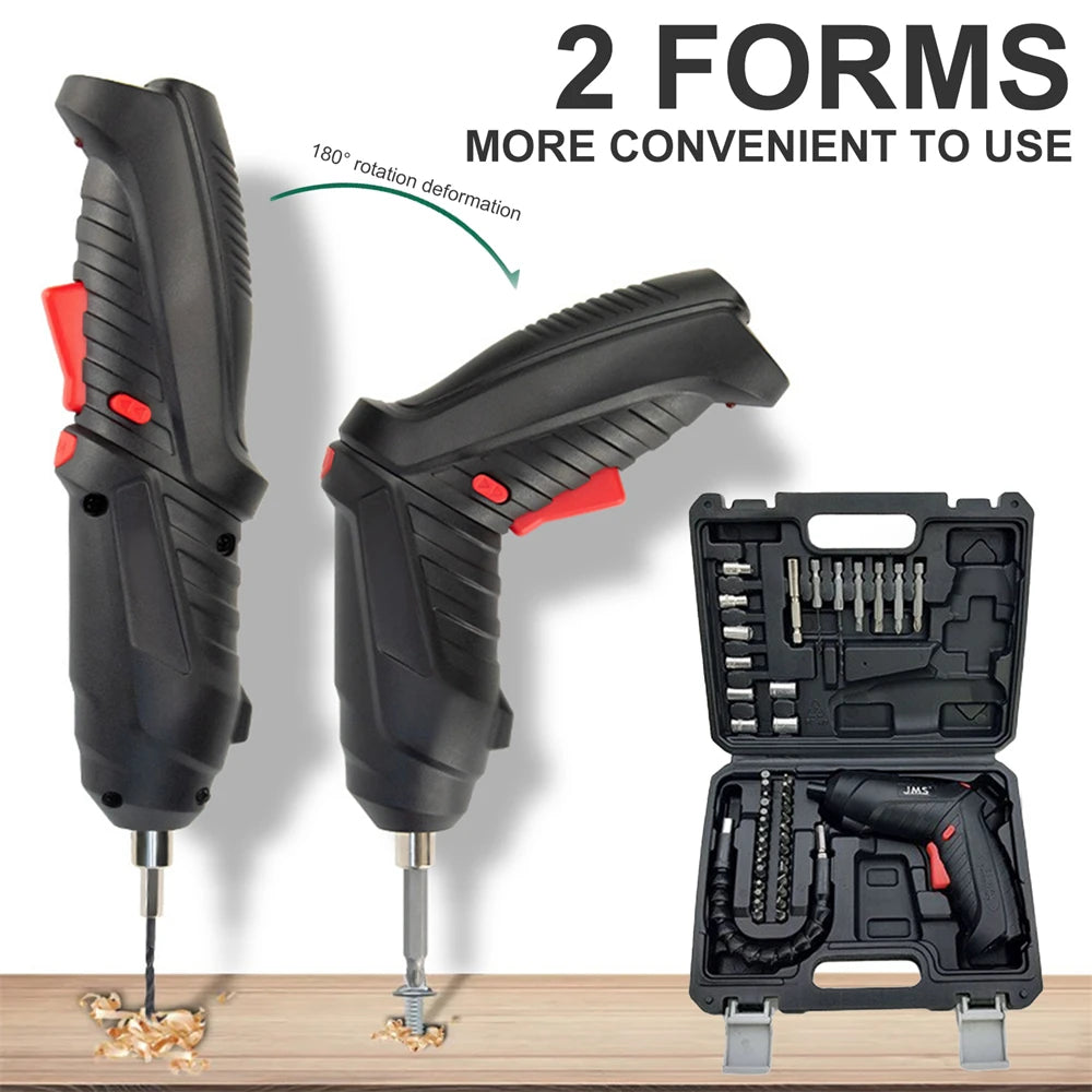 4.2V Cordless Electric Drill 74pcs Power Tools Set USB Rechargeable Electric Screwdriver Drill Household Maintenance Repair Tool