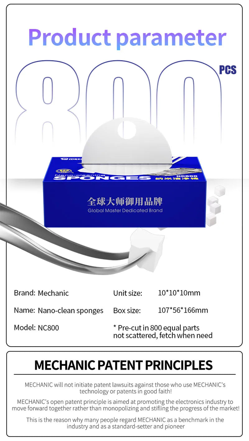 Mechanic NC800 Nano Spong Cleaning No Residue Phone Screen PCB Motherboard Back Cover Glass Camera Cleaning Tool Phone Repair