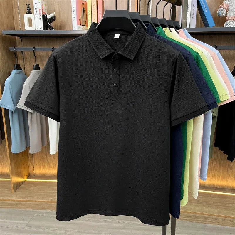 Men's All-Season Lapel Polo - Breathable, Comfortable Casual Top