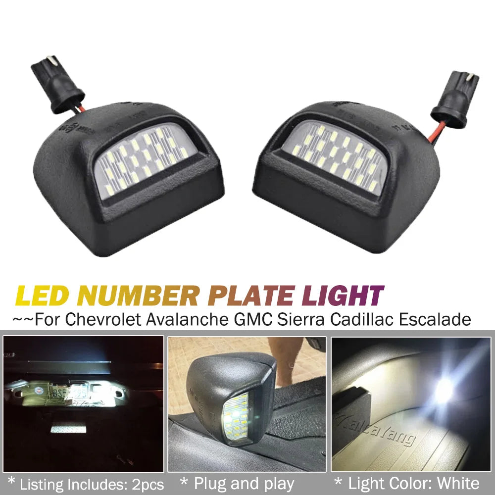 LED License Number Plate Lights For Cadillac Escalade 2002-2006 Chevy Tahoe 2000-2006 Car License Plate Lamp For GMC Sierra