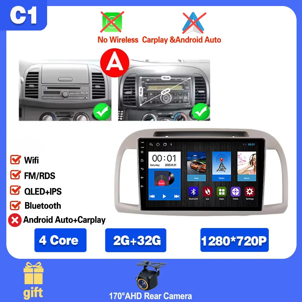 Android 15 For Nissan March Micra K12 2002 -2010 Car Radio Stereo Multimedia WIFI Wireless Carplay Android Auto Navigation 4G BT