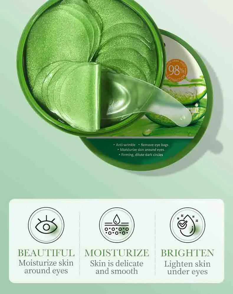 SADOER 60pcs Aloe Vera & Collagen Eye Masks – Anti Dark Circles, Eye Bags & Puffiness | Hydrating & Firming Under-Eye Patches for Women