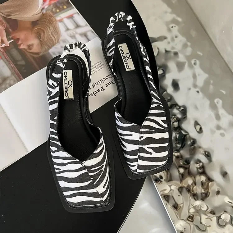 Mary-Jane Flat Sandals for Women — Elastic Strap Square-Toe Summer Shoes