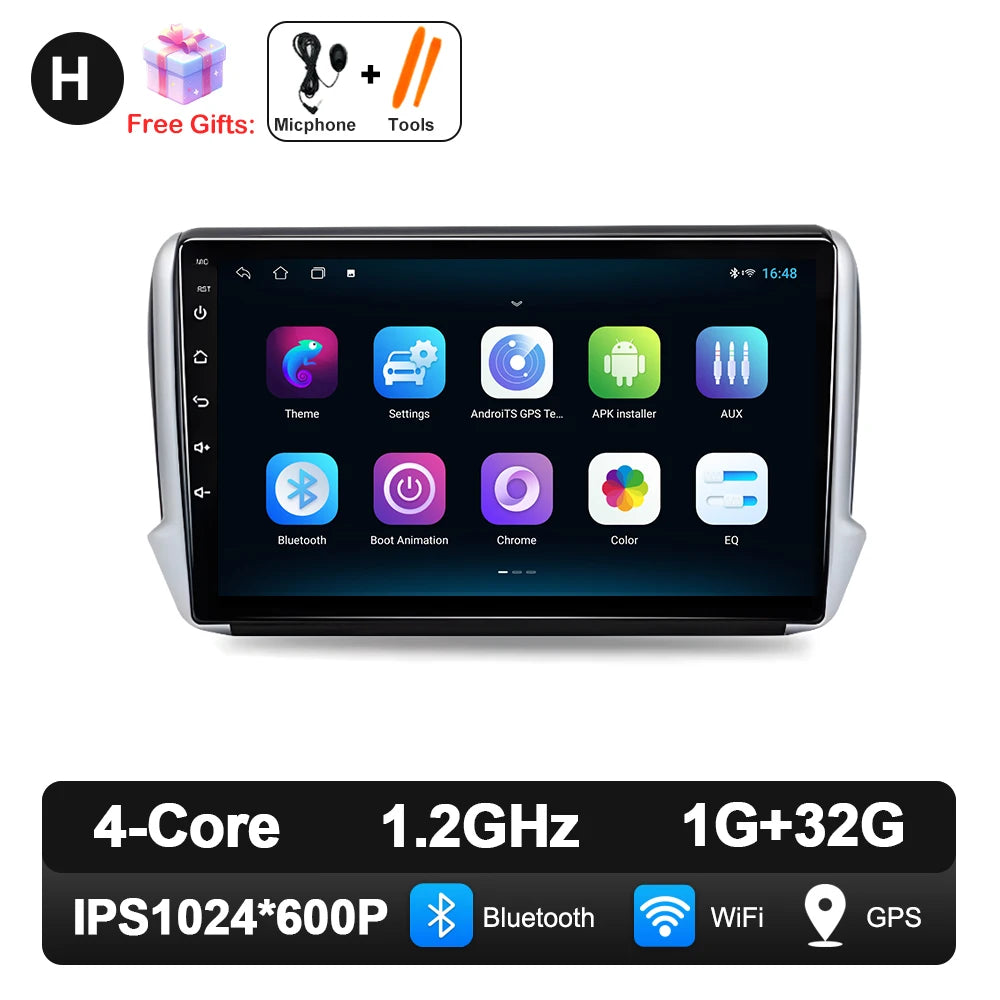 Car Stereo with Apple CarPlay & Android Auto, Compatible with Peugeot 2008 & 208 (2012-2018)