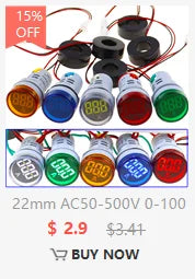 110V 220V AC Digital Voltmeter Ammeter 50-500V 0-100A Square Round Voltage Current Meter Car Volt Tester Test Gauge Amp Detector
