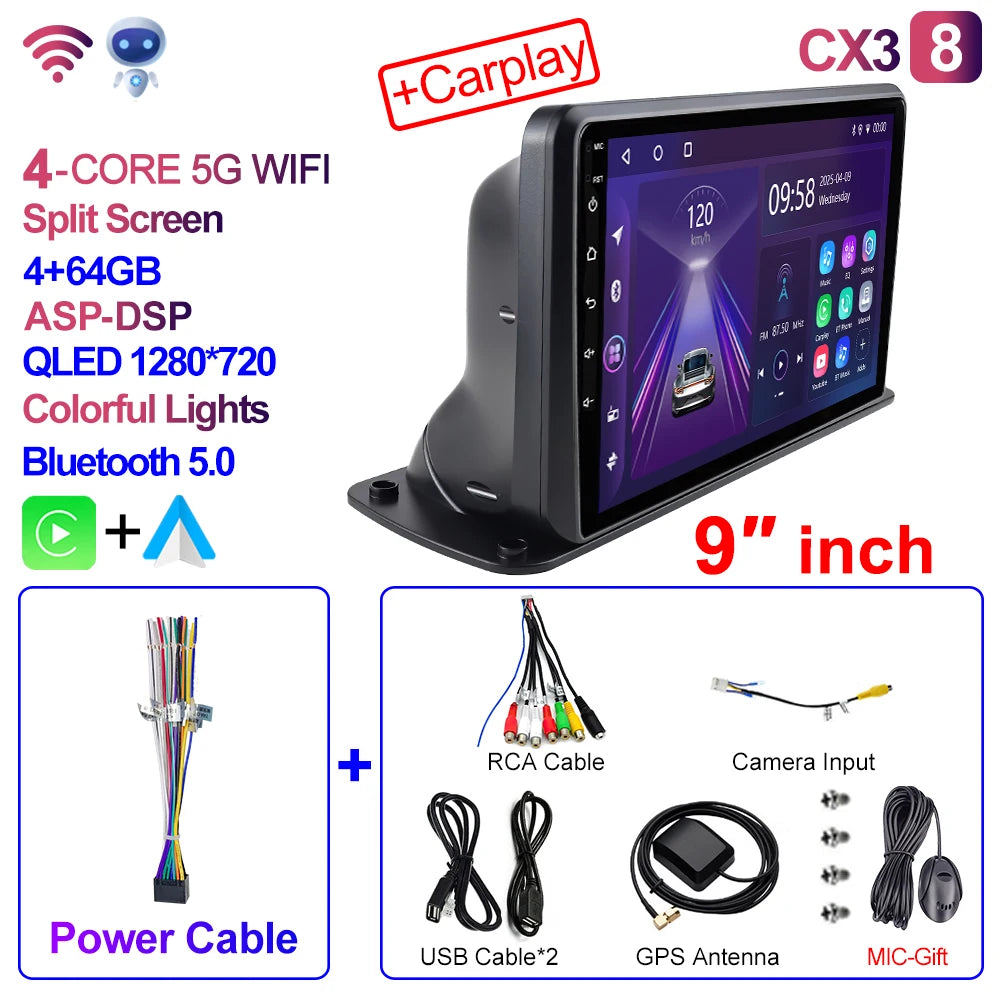 CAIXI 9"/10" Universal 2-DIN Android Car Stereo — CarPlay, GPS Navigation, Truck & Car Fit