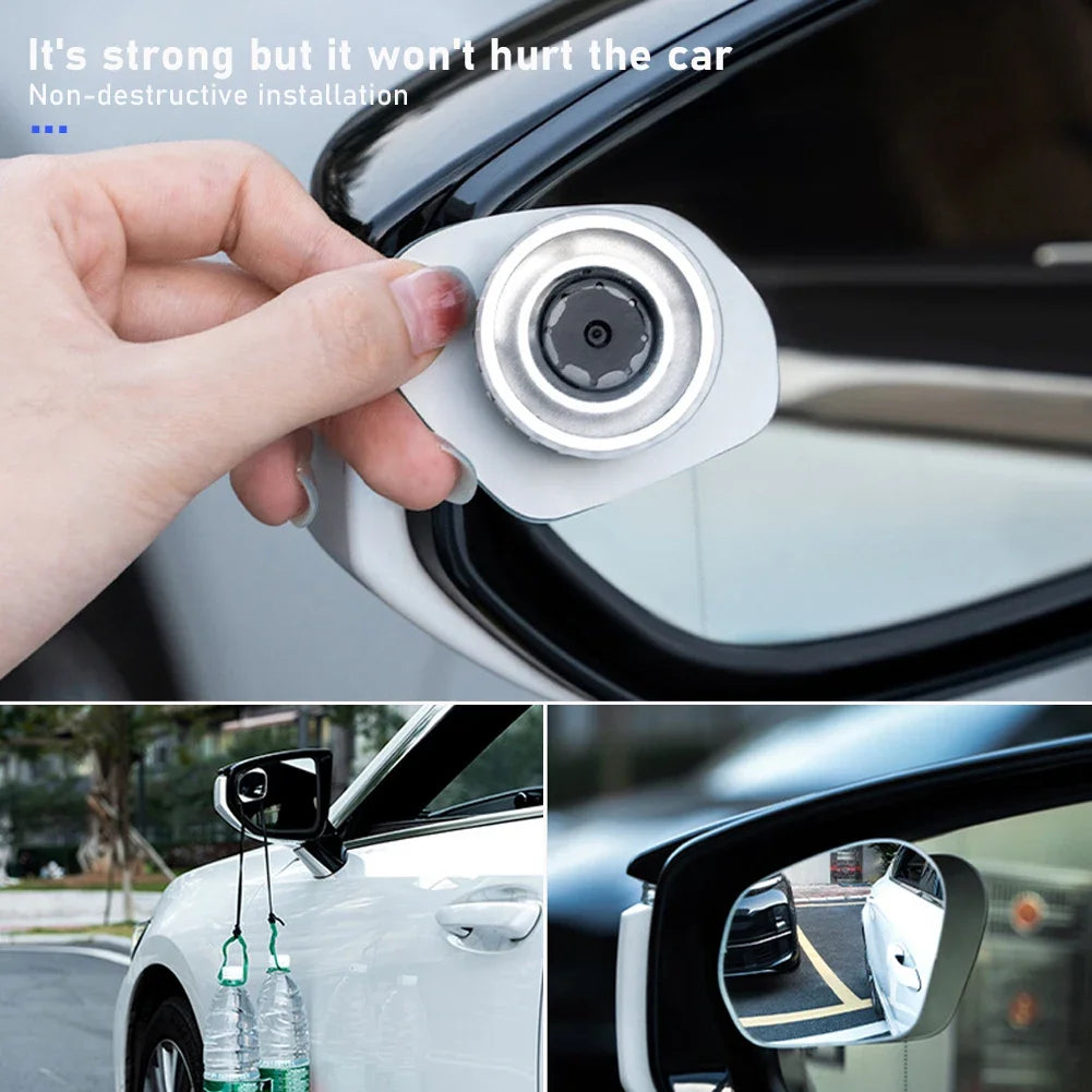 2PCS 360 Degree Adjustable Angle HD Glass Blind Spot Mirrors Car Rearview Mirrors Frameless Wide-angle Rearview Mirrors