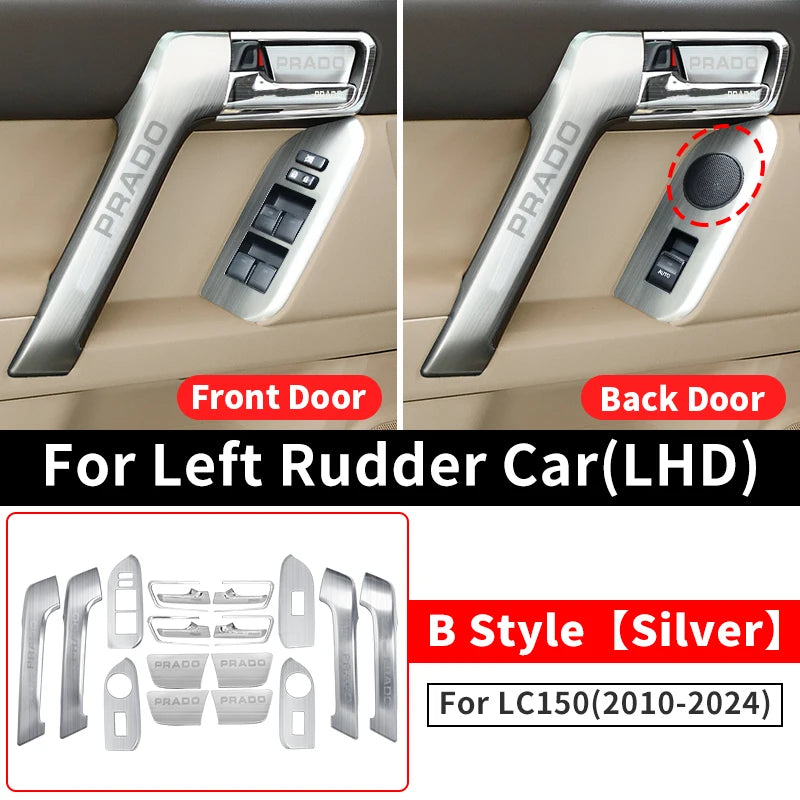 For Toyota Land Cruiser Prado 150 2010-2024 2023 2022 Car Door Handle Decorative Glass Switch Button LC150 Interior Accessories
