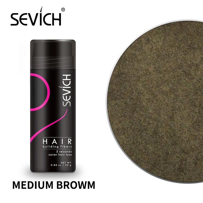 Sevich 25g Hair Building Fibers Keratin Hair Fiber Professional Instant Regrowth Powder for Men and Women Hair Loss Products