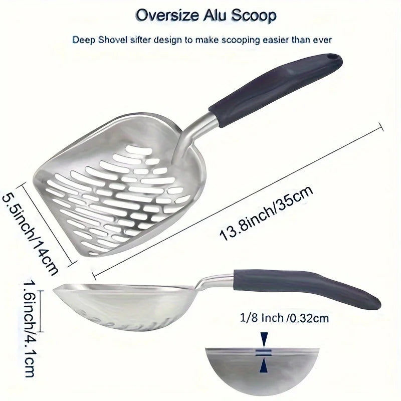 Extra Large Aluminum Cat Litter Scoop - Deep Shovel, Long Handle – photo 3