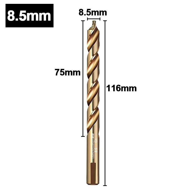 M35 Step Twist Drill, Cobalt Content Straight Shank Drill (3-13mm), For Iron, Stainless Steel, Steel Drilling