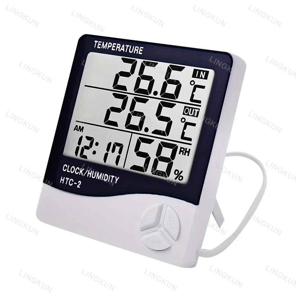 LED Thermometer Thermo-Hygrometer Multifunction Electronic Clock Temperature Humidity Meter Weather Station for Home With Alarm