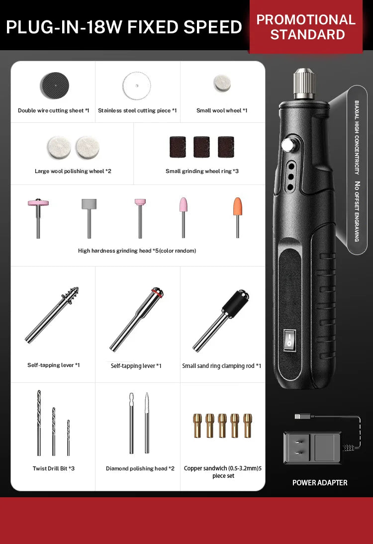 Zten Mini Handheld Rotary Tool Combo for Polishing and Carving, Electric Engraving Kit for Jewelry Making and DIY Projects