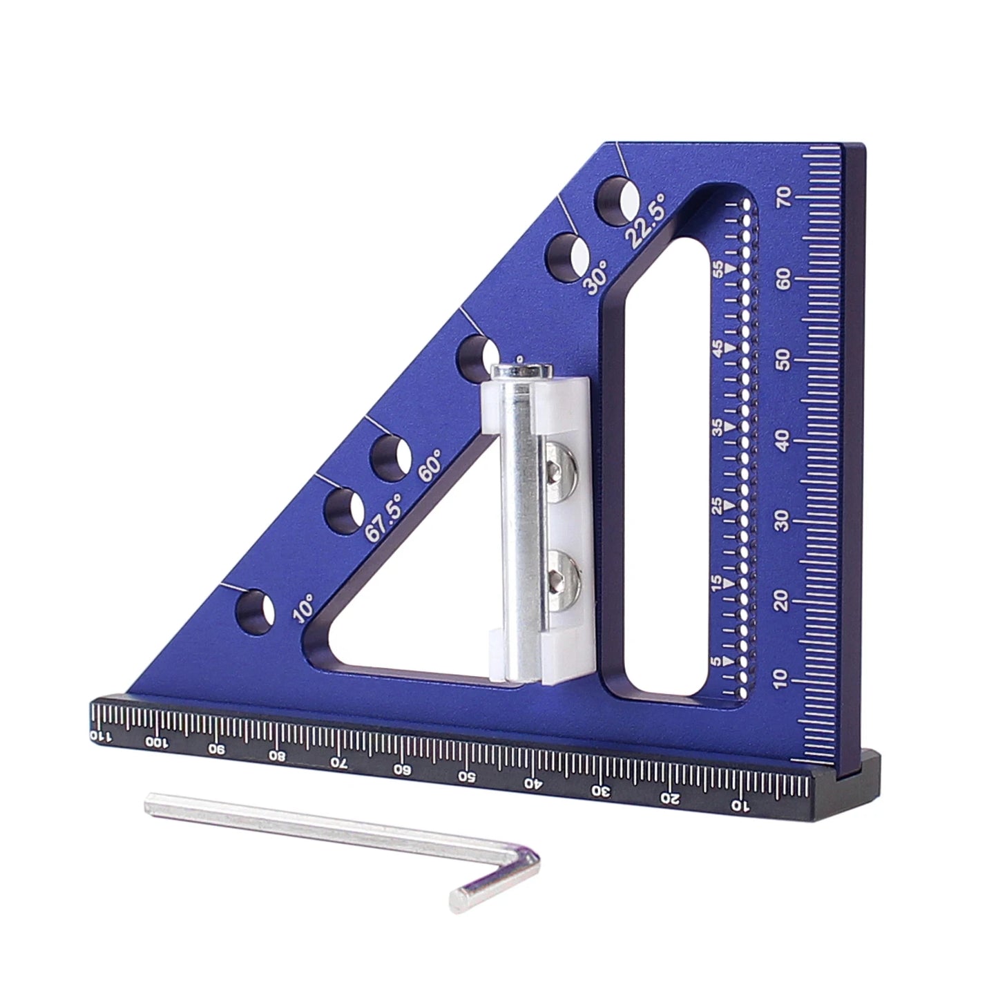 1Pc 3D Multi Angle Measuring Ruler 22.5-90 Degree Aluminium Carpentry Square Protractor Drawing Line Ruler Miter Triangle Layout