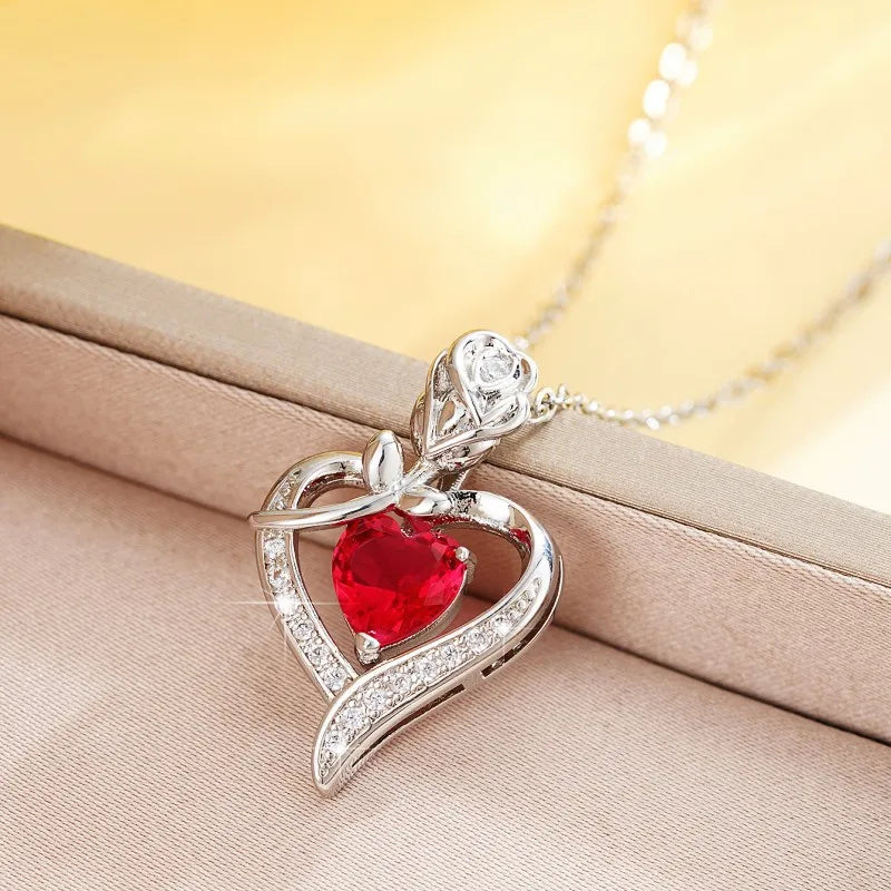 Heart Pendant Necklace for Women – Rhinestone Hollow Design, Mood Tracker, Mother's Day & Best Friend Gift