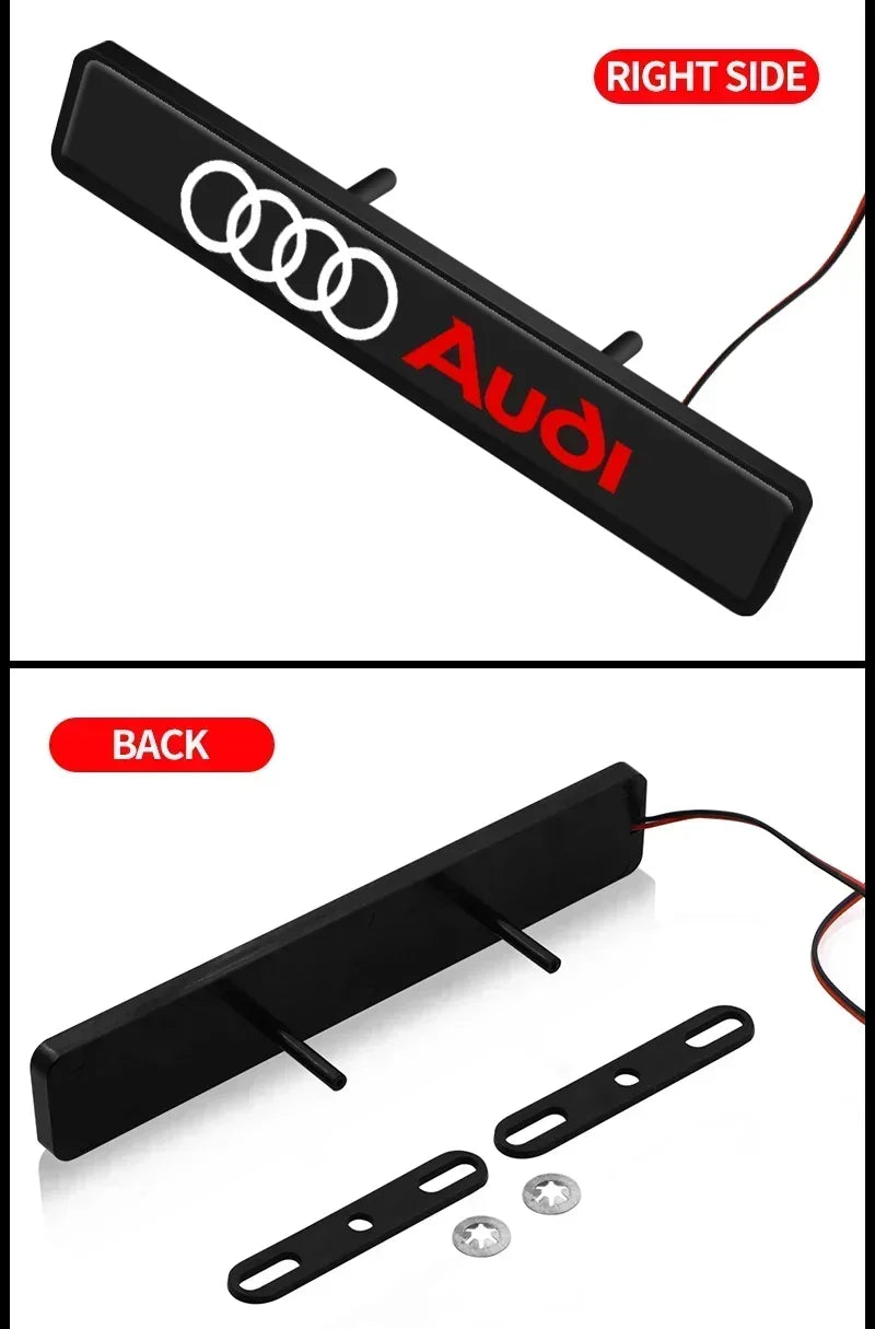 Front Grille Decoration Badge Car Head Grill Emblem LED Light Audi Sline A6 Q3 A3 B5 B6 B7 B8 B9 Q7 8P 8V 8L A5 A4 C6 Car sticke