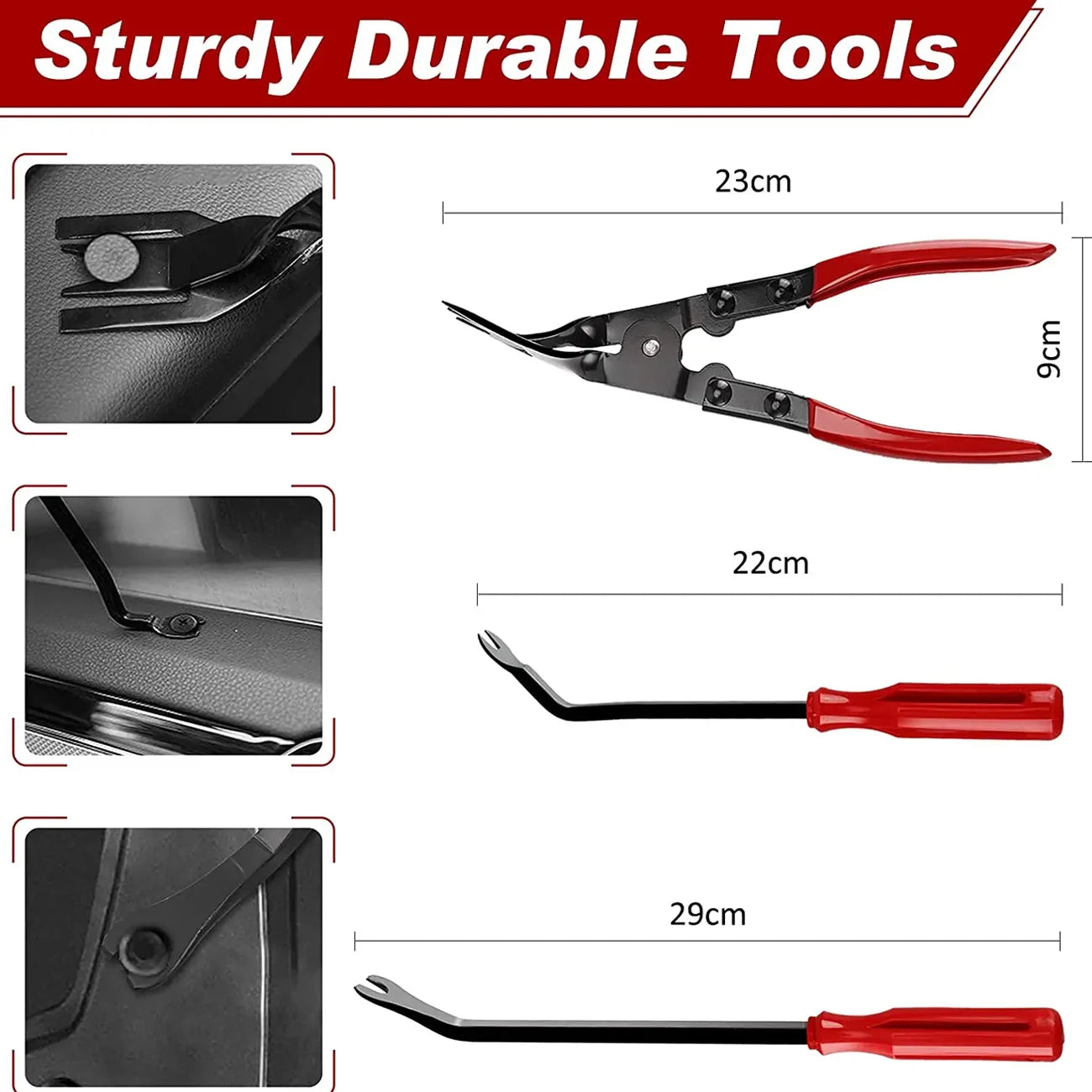 43-Piece Car Trim Removal Tool Set – Panel, Clip & Fastener Remover Kit with Crowbar