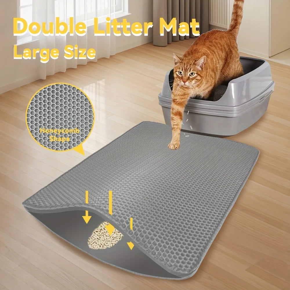 Large Cat Litter Mat 70 x 120 cm - Double Layer Litter Trap – photo 2