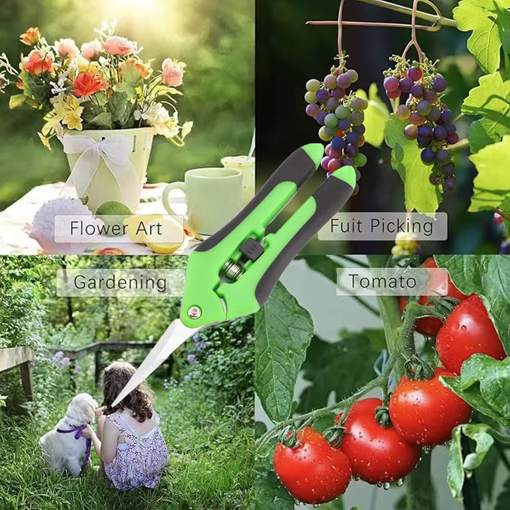 6.5" Garden Pruning Shears – Non-Slip Stainless Steel Flower & Branch Scissors