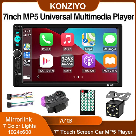 7" Universal 2 DIN Car Stereo with Apple CarPlay & Android Auto
