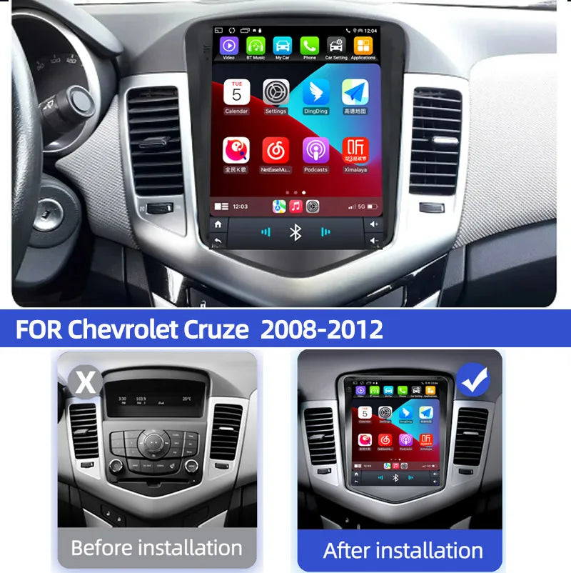 Car Stereo with Apple CarPlay & Android Auto, Compatible with Chevrolet Cruze (2008-2012)