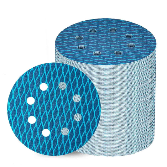 10pcs Sander Sandpaper 5 Inch 8 Hole Sanding Disc Hook  Pads Sand Paper for Wood Metal Blue Aluminum Oxide Anti Blocking Discs