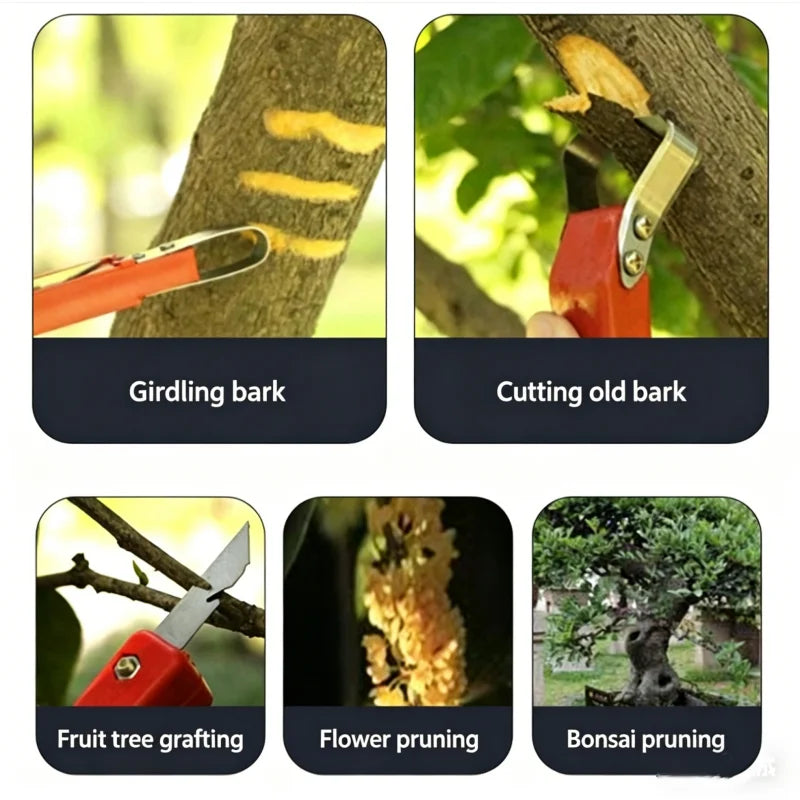 Fruit Tree Rot Scraping Bark Knife Multifunctional Peel Knife Ring Cutting U-shaped Grafting Blade Garden Woodworking Tools