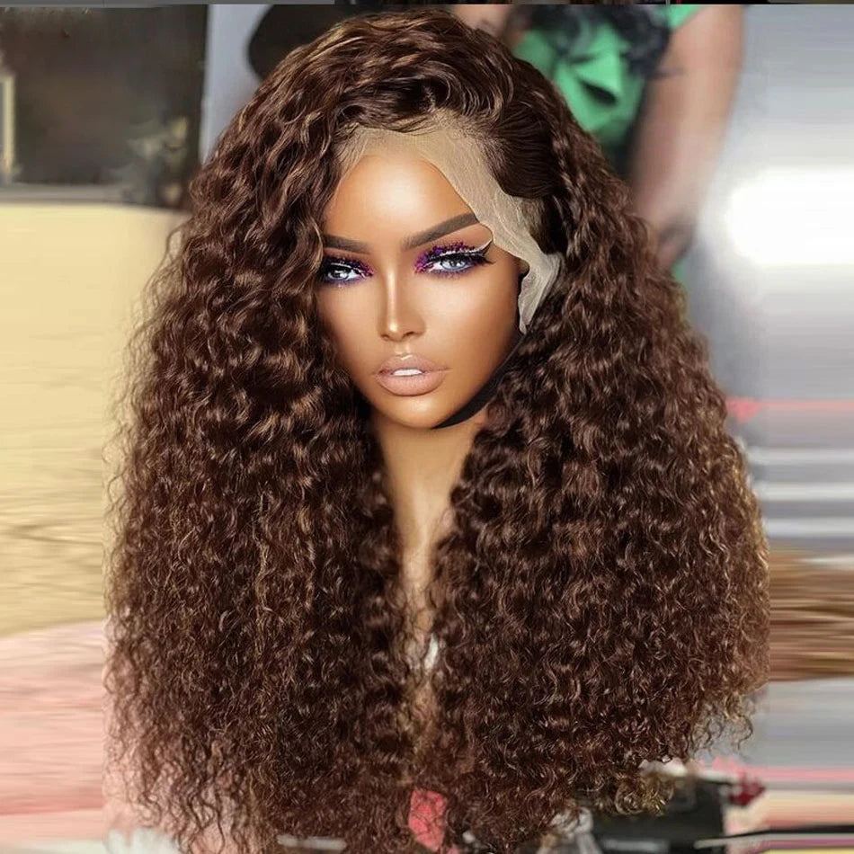 Deep Wave 13x4 / 13x6 HD Lace Front Human Hair Wig — Chocolate Brown (up to 40")