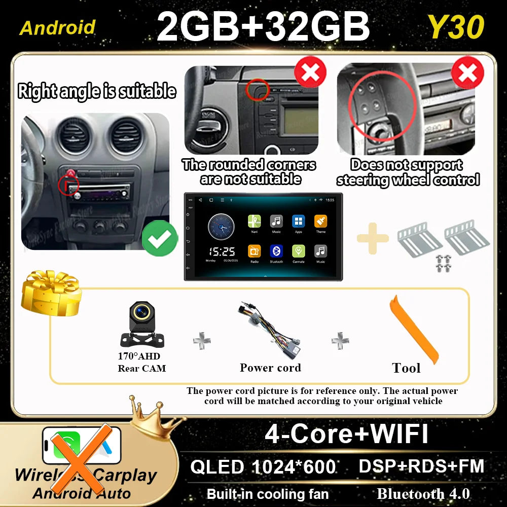 7" Car Stereo with Apple CarPlay & Android Auto, Compatible with Seat Ibiza (2000-2007)