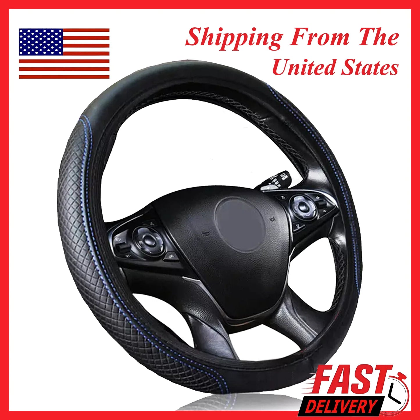 A Comfortable Soft PU elastomeric stretchable automotive steering wheel cover without inner ring fits 37-38CM