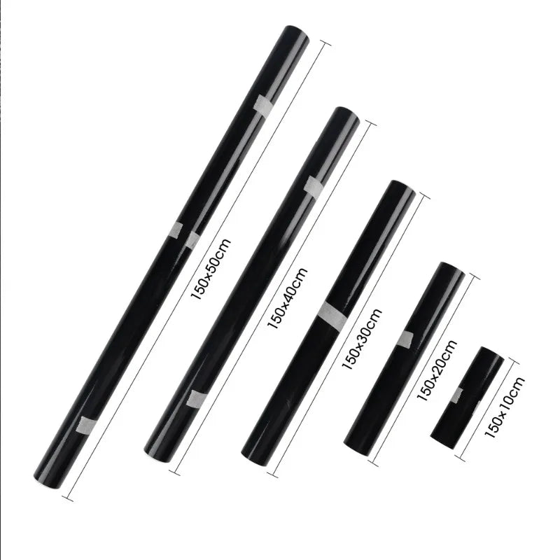 Automotive High Gloss Vinyl Wrap Grade PVC Black with Removable Adhesive for Car Roof Body Custom Paint Protection Film 150*50cm