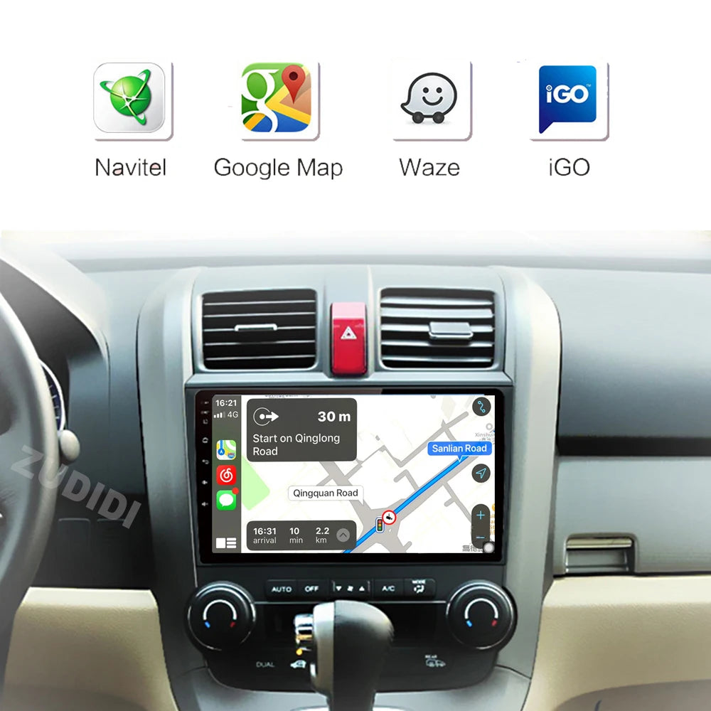 Android 16 Car Radio For Honda CR-V 3 RE CRV 2007-2011 Multimedia Video Player 2 Din Navigation GPS Carplay DVD Head Unit