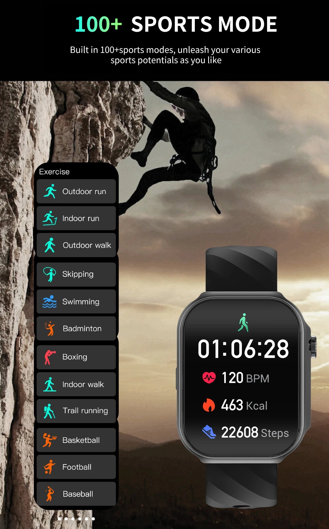 LIGE BWU15 Smart Watch – 2.2" 3D Curved Screen, BT Calling, Heart Rate, Blood Oxygen & 100+ Sports Modes | IP67