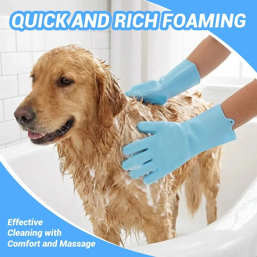 Upgraded Pet Hair Remover Gloves Gentle Deshedding Grooming Gloves for Dogs Cats & Horses Long & Short Hair Pet Grooming Tool