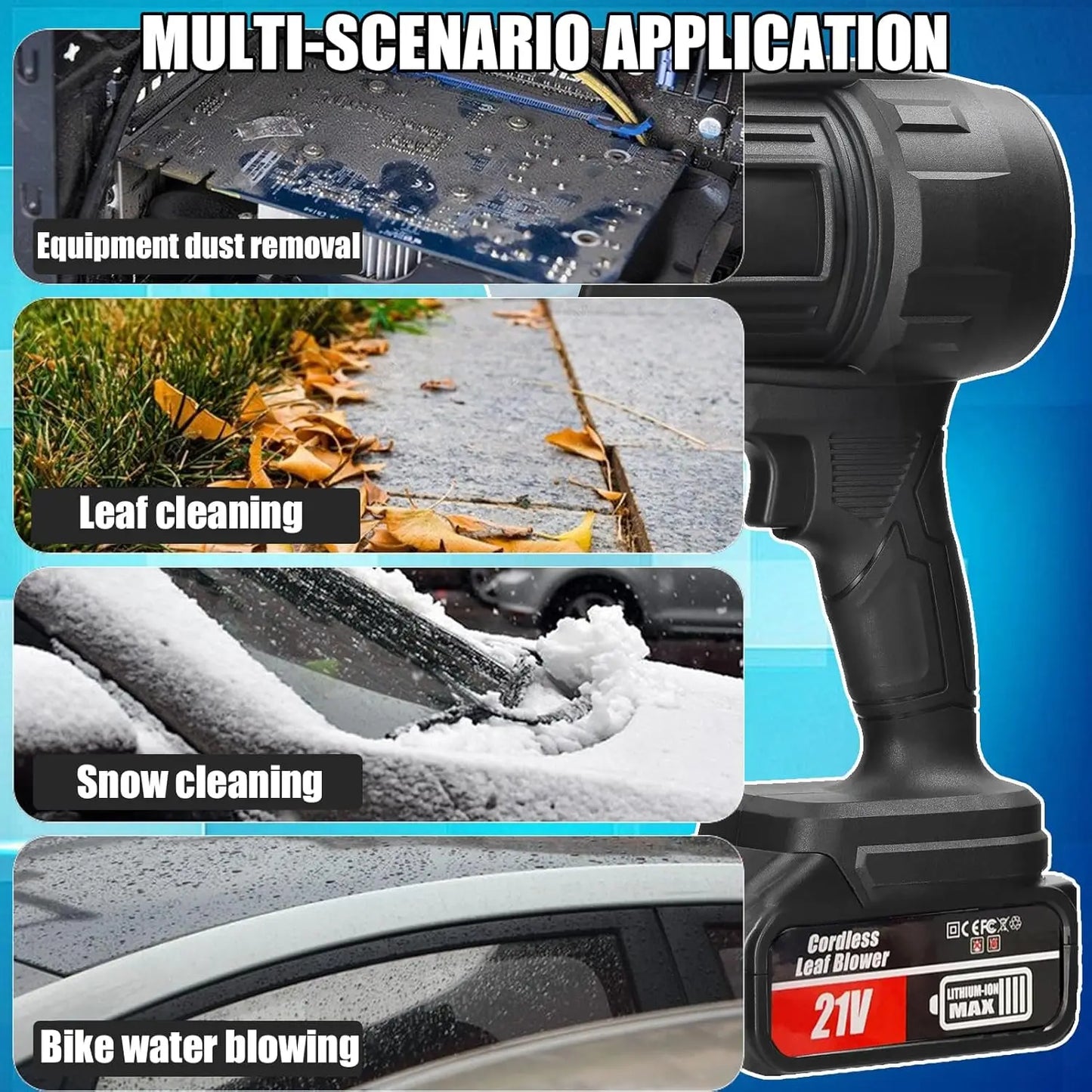 Portable Electric Leaf Blower Cordless - Lightweight Stepless Speed 2 Batteries for Dust/Leaves/Drying