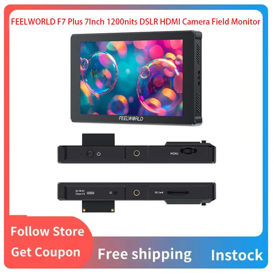FEELWORLD F7 Plus 7Inch 1200nits DSLR HDMI Camera Field Monitor 1920x1200 Resolution 3D LUT Waveform
