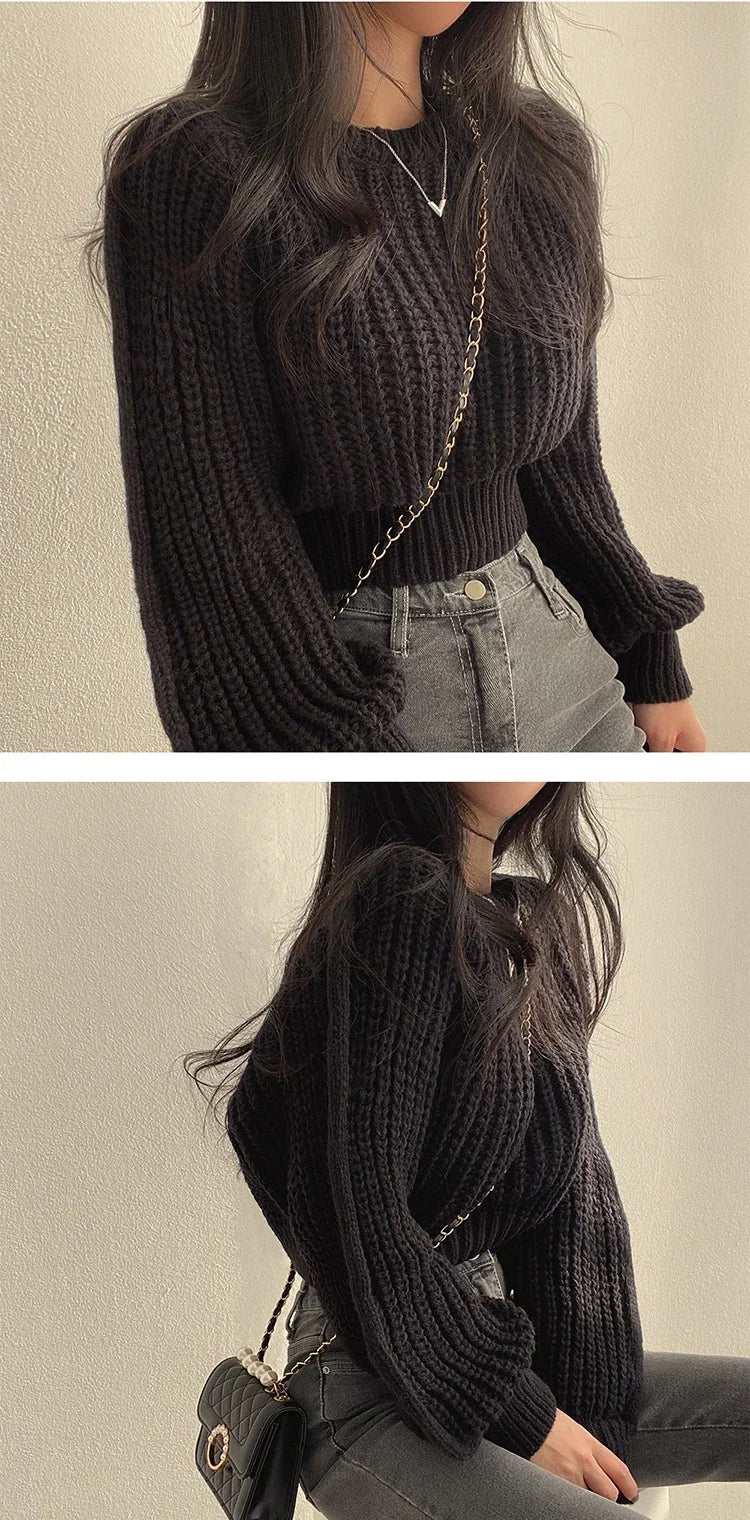 Women's Lantern Sleeve Loose Knit Sweater