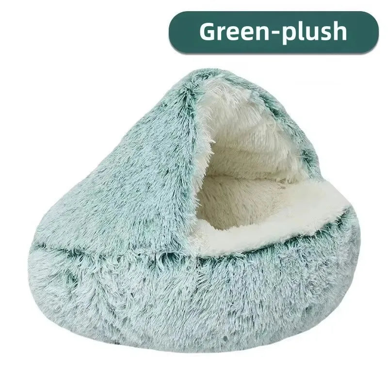 Semi-Enclosed Fleece-Lined Cat Bed 40cm - Small Plush Winter Nest - photo 11